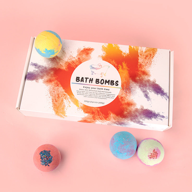 Bath Bombs 14 Pieces Of Explosive Salt Ball Gift Box